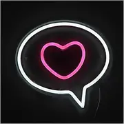 Sign Lamp Bubble with Heart Neon Sign USB Powered Dimmable Neon Light for Shop Home Party Wall Decoration 22.5cm×24cm