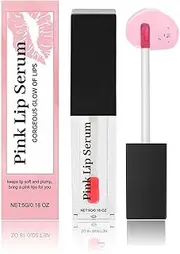 Pink Lip Serum Plump, Color Changing Lip Gloss Magic, Hydrating Lip Glow Oil Plumping Gloss Tinted Lip Balm Lip Care, Lip Plumper Transparent Lip Serum for Women Girls Lip Care(1pcs)