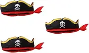 [BESTYASH] 3pcs Pirate Hood Hat Pirate Costume Captain Cosplay Accessories Cosplay Pirate Hat Vintage Hats for Men Pirate Hat for Cosplay Pirate Party Hat Halloween Men Hats Black Plush