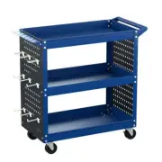 Giantz 3-Tier Tool Trolley Cart Workshop Wheels Mobile Work Mechanic Storage Blu