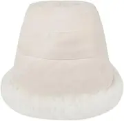 [Tarramarra] Women Bucket Hat Suede Upper Fluffy Plush Warm Winter Fisherman Ladies Cap