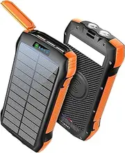 Solar Power Bank, 26800mah Portable Charger PD 20W & QC3.0 18W & Wireless 10W with 5 Outputs 2 Inputs Fast Charging Waterproof 6W LED Flashlight for iPhone 15/14/13, Galaxy, iPad, Tablets (26800mAh)