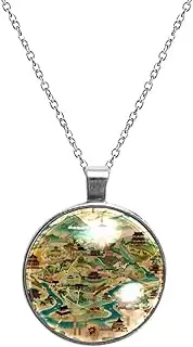 [Diusye] Necklaces for Women, Map of Japan Travel Print Stainless Steel Pendant Necklace Jewelry Birthday Anniversary Wife Girls Friends Gift