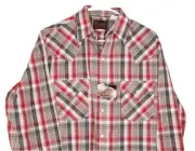 Plains Western Wear Men's Flannel Long Sleeve Shirt White Pearlized Snaps NWT, M