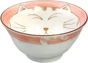 Pink 6 inch Porcelain Soup Bowl Maneki Neko Lucky Cat Made in Japan 2482