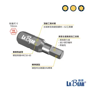 【LaBear】10mm 衝擊起子頭 V型溝 30-75mm 打擊起子頭 星型 六角 12角 公制 台灣製 工具組備品
