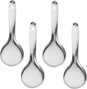 Cabilock 4Pcs Stainless Steel Rice Spoon Ergonomic Meal Spoons for Home and Restaurant Non Deformable Kitchen Utensils for Serving Rice and Soup