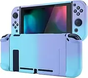 eXtremeRate PlayVital Back Cover for Nintendo Switch Console, NS Joycon Handheld Controller Separable Protector Hard Shell, Soft Touch Custom Protective Case for Nintendo Switch - Gradient Violet Blue