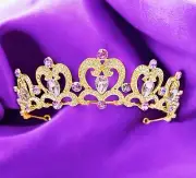 Lavender Rhinestone Tiara, Girl's Gold tiara, Heart shape tiara, Princess tiara