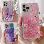 For iPhone 15 14 Pro Max 13 12 11 Liquid Quicksand Glitter Pattern Case Cover