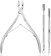 AIMALL Professional Nail Care Set: 3Pcs Stainless Steel Cuticle Nipper, Spoon Pusher, and Clipper Trimmer Kit for Manicure and Pedicure