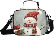Christmas Snowman Red White Insulated Lunch Box for Women Men - Ideal for Work, Picnics - Includes Adjustable Shoulder Strap