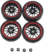 4Pcs 12mm Hex Wheel Rims & OD 2.59Inch Rubber Tires for RC 1/10 On-Road Touring Car,F
