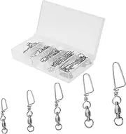 25pcs Saltwater Fishing Swivels Strong Metal Hooks Connector Fish Line Lure Accessories Rolling Snap Swivel Tackle for Anglers