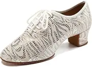 [HIPPOSEUS] Women's Latin Dance Shoes Closed Toe Ballroom Modern Salsa Dance Practice Shoes Split Sole
