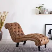 Chaise Longue Faux Suede Leather Elegant Lounger Lazy Sofa Chair Tufted Details