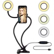 Professional Live Stream Ring Light with Phone Mount Holder Selfie USB Lighting