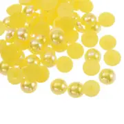 180pcs ABS Half Pearl Beads 10mm Flat Back Imitation Pearl Colorful Yellow