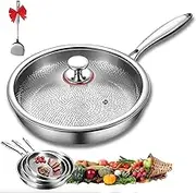 Titanium Hammered Pan Pro with Lid, Titanium Hammered PAN Pro, Resistant Non-Stick Pure-titaniu m Nutri Pans, 2025 Ultra-Durable Nutri Panwith Lid Large, Includes Lid and Spatula (11in)