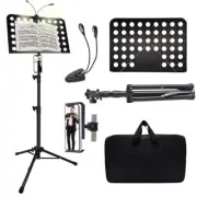 Sheet Music Stand with Light & Phone Holder, Music sheet stand with accessories