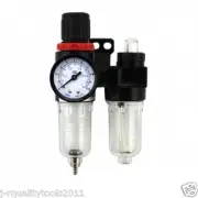 1/4" TWIN FILTER REGULATOR CONTROL WATER TRAP OILER LUBRICATOR AIR COMPRESSOR