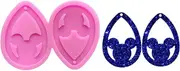 Shiny Glossy Water drop Shape Mickey Mouse Head Earrings Silicone Molds for DIY Craft Keychain Polymer Clay Mold Necklace Epoxy Pendant Jewellery Resin Crafting Making Backpack Cake Decor Fondant