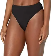 [Seafolly] Women's Standard Rise High Cut Bikini Bottom Swimsuit, Sea Dive Black, 2 US, Sea Dive Black, 6