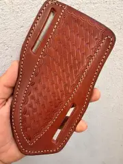 Brown Leather Knife Sheath Pancake Fixed Blade Knife Belt Sheath Handmade