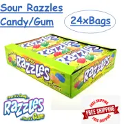 Tootsie Roll Sour Razzles Candy/Gum, Box of 24 1.4-Ounce Bags - On Sale