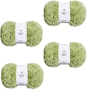 Pretty Jolly 4 Balls Faux Fur Super Soft Chunky Fluffy Eyelash Polyester Yarn (Warm Green)