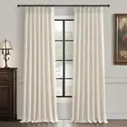 Semi Sheer Curtains 90 Inches Long for Bedroom Light Filtering Beige Birch Te...