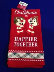 DISNEY PARKS CHIP N DALE CHRISTMAS IS HAPPIER TOGETHER KITCHEN TOWEL NWT