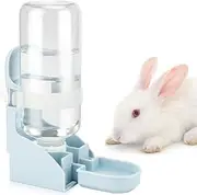 Rabbit Water Bottle, Hanging Fountain Automatic Water Dispenser 17 oz for Rabbits, Guinea Pig, Bunny (Blue)