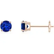 Round Blue Sapphire Stud Earrings