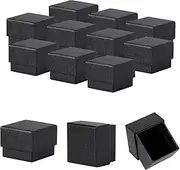Sdootjewelry Ring Box, 1.97’’ × 1.97’’ × 1.57’’ Kraft Earring Ring Boxes, 20 Pack Cardboard Jewelry Gift Boxes, Black Small Earring Ring Gift Box with Foam for Wedding Propose