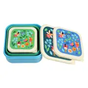 3pc Rex London Kids Plastic Snack Box Square Fairies In The Garden