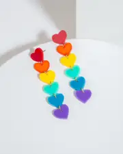 Multi Colour Heart Drop Earrings