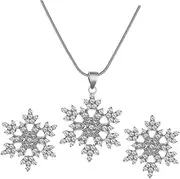[SAFIGLE] 1 Set Snowflake Necklace Earrings Women Earrings Crystal Ear Dangler Wedding Jewelry Decor Women Wedding Necklace Rhinestone Snowflake Necklace Rhinestone Jewelry Crystal Necklace