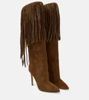 [Paris Texas] Paris Texas Fringed embellished suede knee-high boots AU 4.5 brown