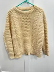 Vintage John Molloy Light Tan Cable Knit Sweater Hand Fashioned 100% Wool Sz 44