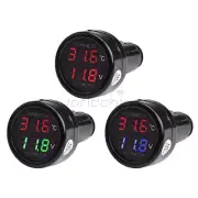 2-in-1 Voltmeter Thermometer DC 8V-36V LED Dual Display Dual Function Voltmeter