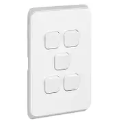 Clipsal 3045CXW 5 Gang Iconic Series Switch Cover Plate - Extra White