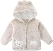[JingleBaBa] Unisex Cute Polar Fleece Lined Sherpa Full-Zip Jacket Coat Winter Warm Hoodie for 0-4t
