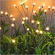 Solar Garden Lights - New Upgraded Solar Swaying Light, Sway by Wind, Solar Outdoor Lights, Yard Patio Pathway Decoration, High Flexibility Iron Wire & Heavy Bulb Base, Warm White (Warm White, 2 Pack)