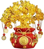 Crystal Tree Feng Shui Money Tree Crystal Money Bag Feng Shui Tree Bonsai Style Natural Crystal Money Tree for DIY Home Office Party Decoration Crystal Feng Shui Tree (Size : Small)