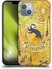 Head Case Designs Officially Licensed Harry Potter Hufflepuff Pattern Deathly Hallows XIII Hard Back Case Compatible With Apple iPhone 14