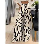 Women's Wide Leg Pants Trousers Fashion Streetwear Full Length High Waist Geometric Letter Printing High Cut Comfort Breathability Soft Micro-elastic Vacation