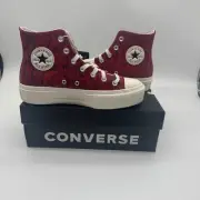 Converse Chuck Taylor All Star Lift Hi Red Snakeskin Platform Sneakers NEW