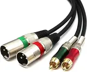 SiYear Dual XLR to RCA Cable,2 XLR Male to 2 RCA Phono Plug HiFi Audio Cable for Amplifier Mixer Microphone Patch Cable (10FT/3M)