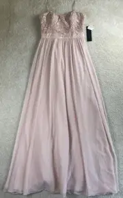 Aidan Mattox Dress 8 Evening Gown Blush Pink Long Lace Sleeveless Wedding Prom